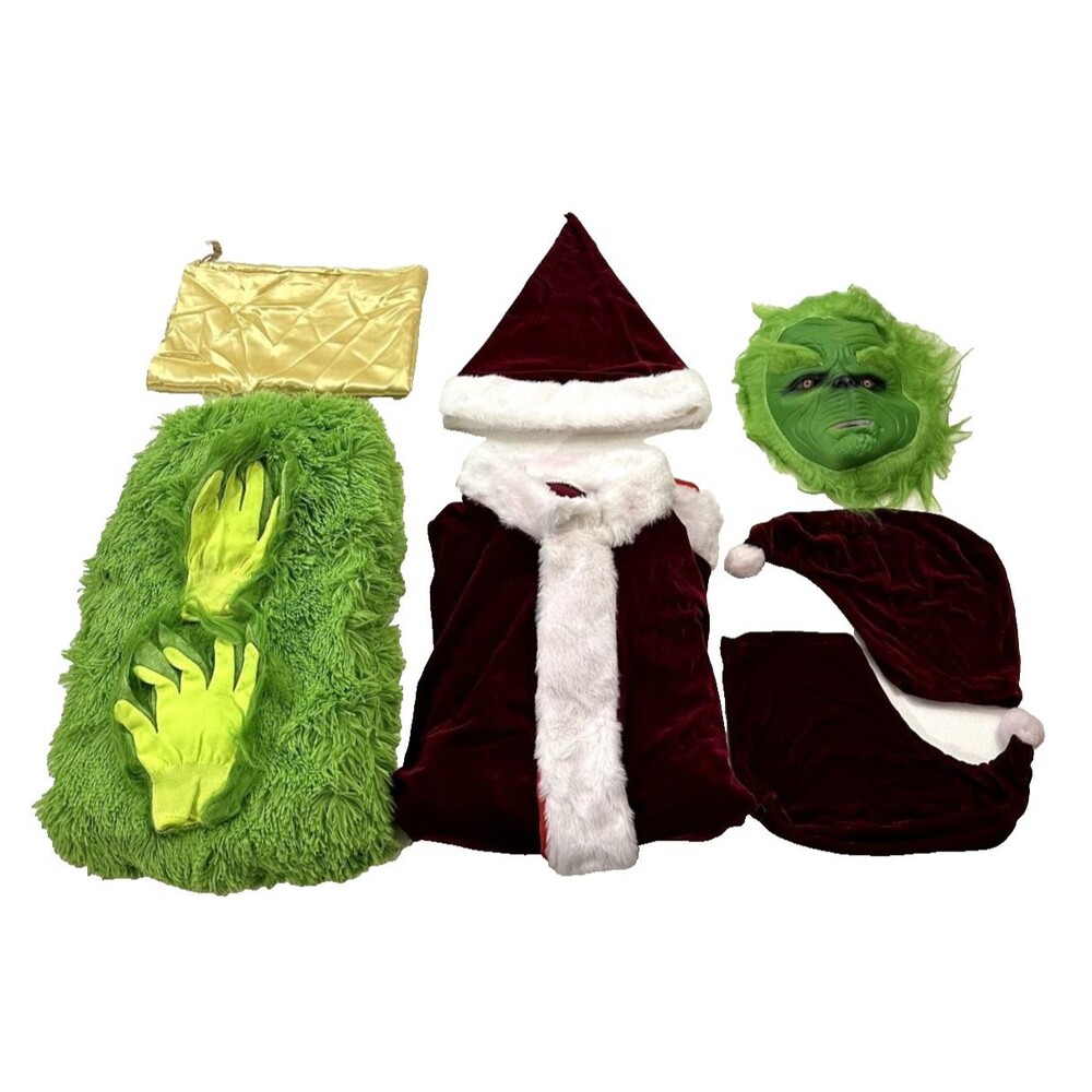Fuzzy Green Christmas‎ Character Costume Dark Red, Size 2XL, No Belt